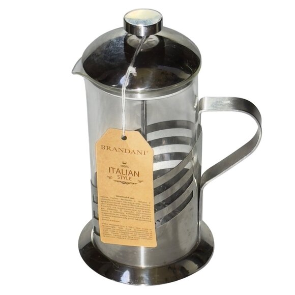 Brandani Italian Style Stainless Steel & Glass French Press Coffee Maker - Picture 1 of 11